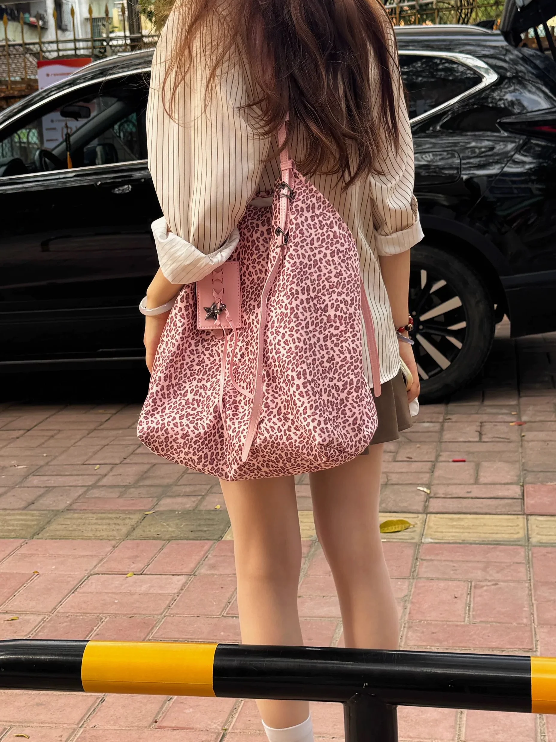 

Faionable Pink Leopard Print Underarm Bag Large Capaci Commuter Tote Bag 2025 New Loose Single oulder Bag Casual Simple...