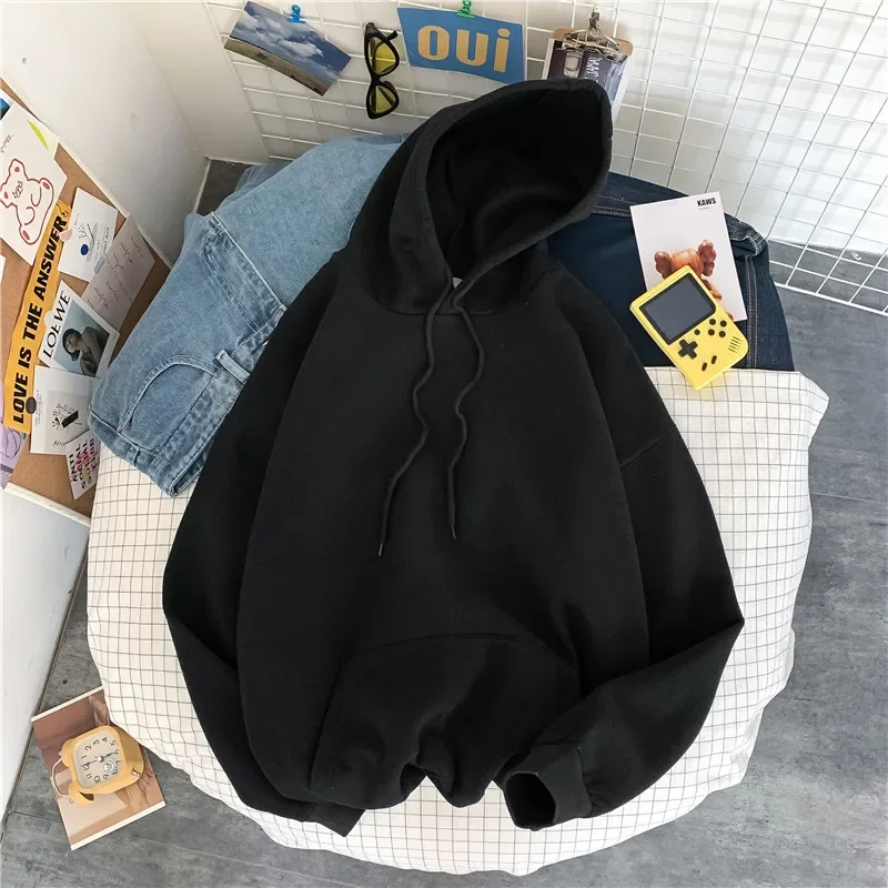 Hoodies Men Hooded Clothing S-3XL Baggy All-match Teens Casual Ulzzang Streetwear Pure Color Simply Students Handsome Cool Chic