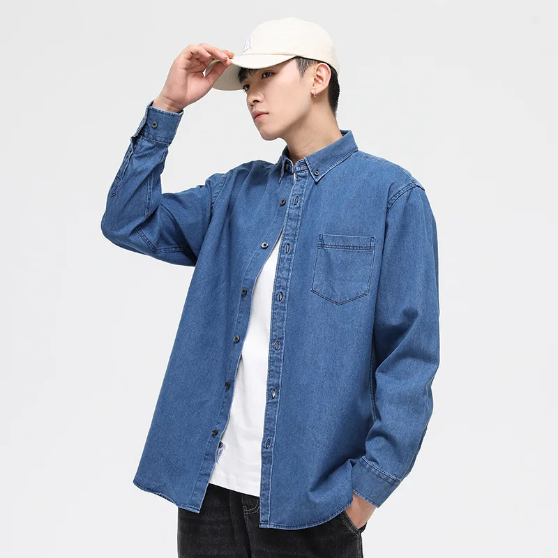 Fashion Shirts Men's Casual Blouse Streetwear Spring Autumn Korean Popular Streetdress Hombre Male Clothing Shirt Men Solid New