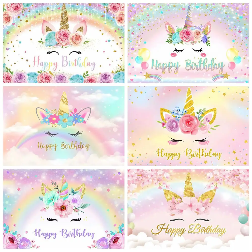 

Unicorn Backdrop Birthday Party Princess Girls Baby Shower Photography Background Decor Banner Poster Photostudio Photo Props