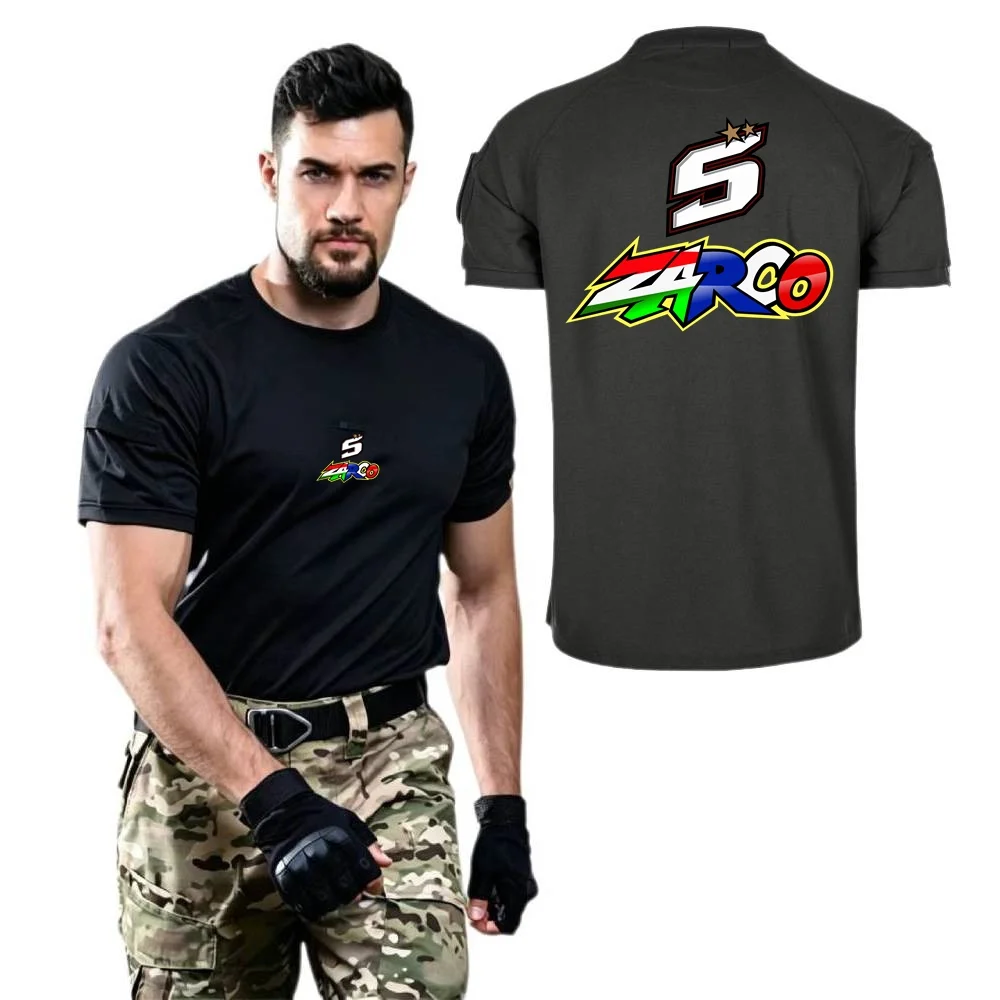 Men Tshirt Military Tacitcal Shoot Training Short Sleeve Shirts Johann Zarco NO. 5 Moto Rider Tees Youth Cycling Hiking T-shirt