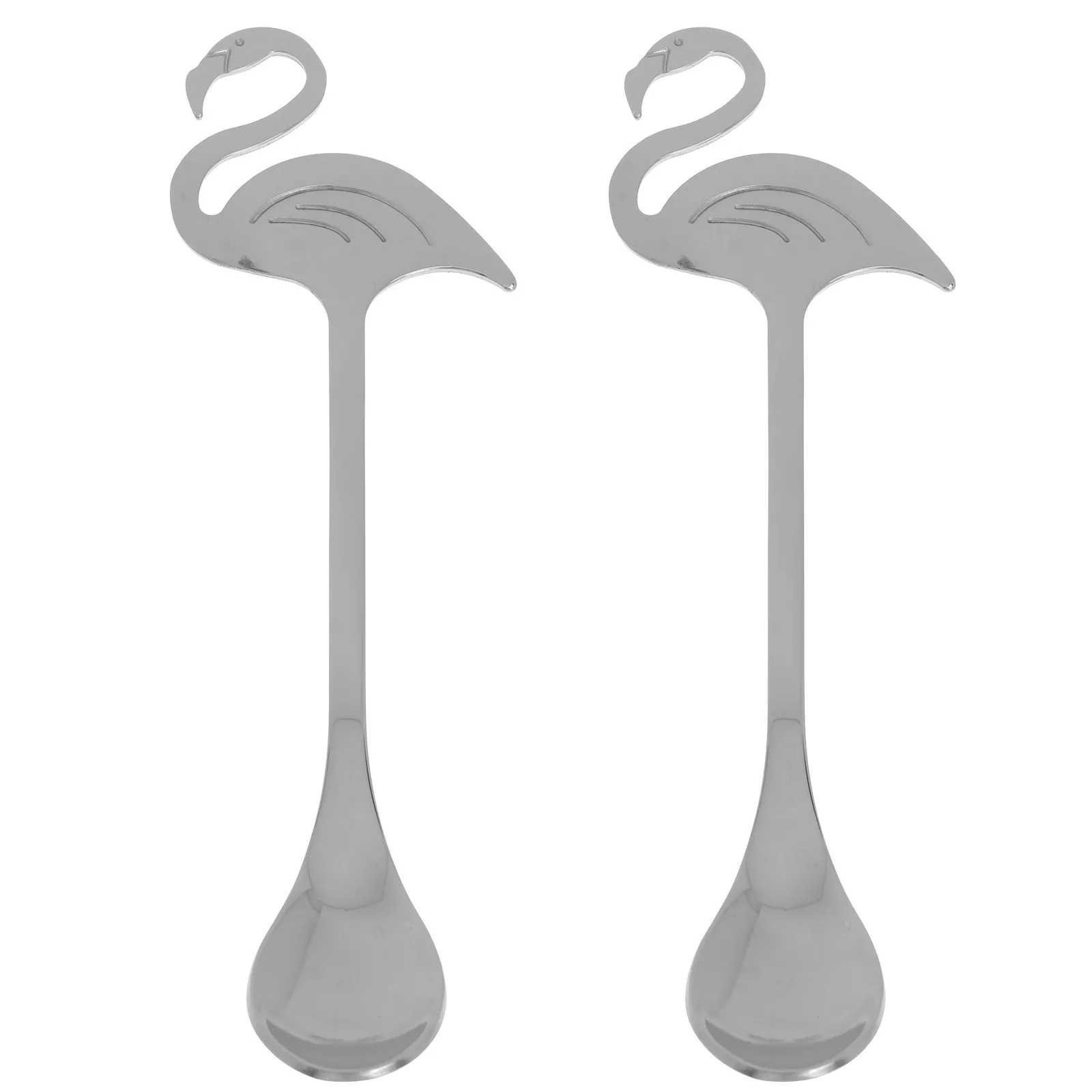 2Pcs Spoon Fashionable Stainless Steel Mixing Spoon Portable Light Weight for Coffee House Kitchen Dinner
