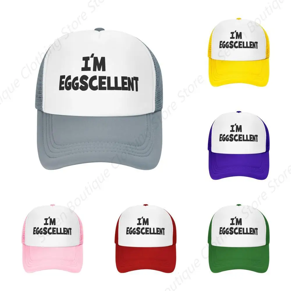 I'm Eggscellent Baseball Hats for Men Women Adjustable Trucker Hat Gray