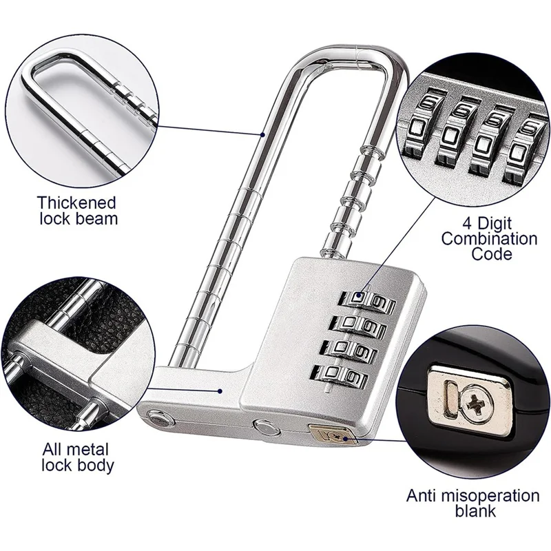 H-W 1 Piece Cabinet Lock Combination Padlock Stainless Steel Gym Locker Lock For School,Gym Silver