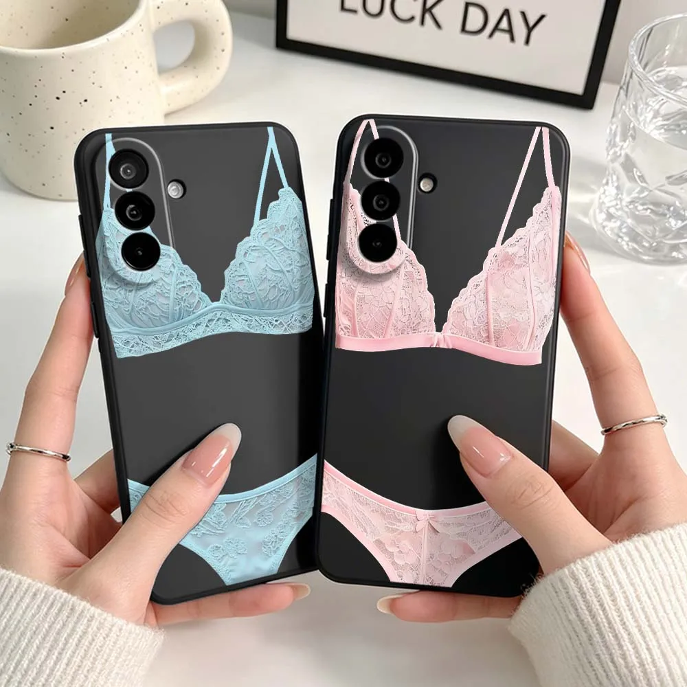 Luxury Lace Lingerie For Samsung A04 A05 A06 A07 A12 A3 A14 A15 A16 A17 A23 A24 A25 A26 A32 A22 A31 Black Phone Case
