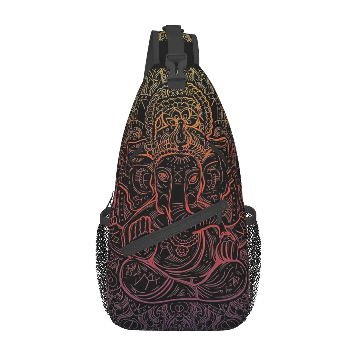 Lord Ganesha Elephant Crossbody Sling Bag Small Chest Bag Cartoon Animal Shoulder Backpack Daypack Hiking Outdoor Camping Bag