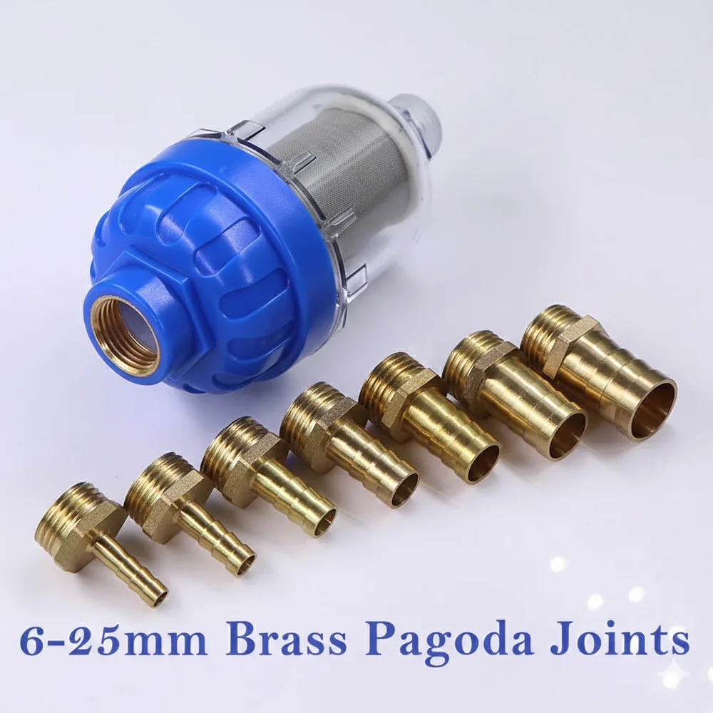 Reusable 316 Stainless Steel Screen 6-25mm 1/2 Inch 40 Micron Prefilter Brass Barb Hose Adapter Coupler Joints Filter Impurities