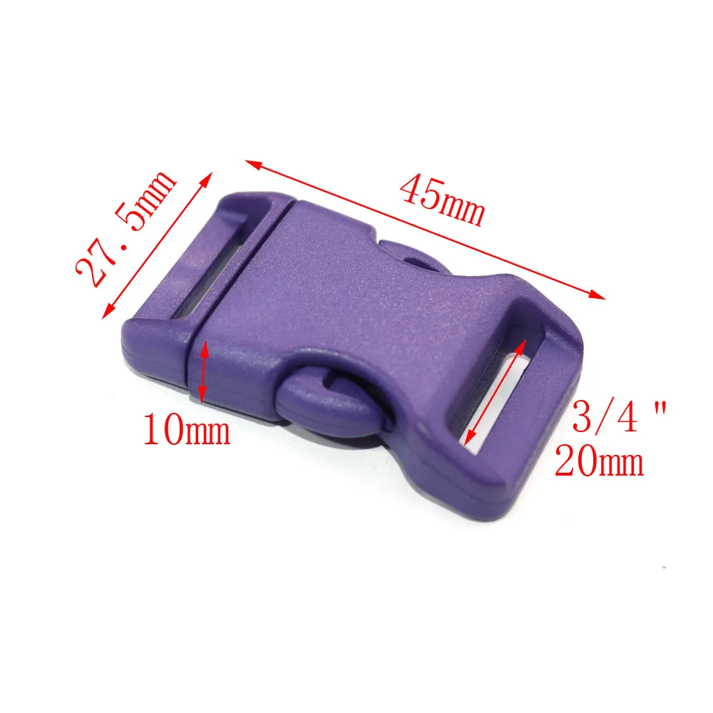 12pcs/pack 3/4'' Plastic Colorful Contoured Side Release Buckles Webbing Size 20mm For Paracord Bracelets  12 Colors