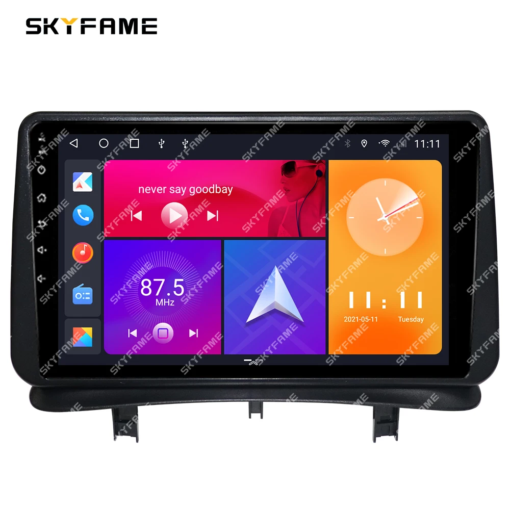 Skyfame อะแดปเตอร์แผงหน้าปัดรถยนต์สำหรับวิทยุระบบแอนดรอยด์ชุดแผงหน้าปัดรถยนต์ Renault Clio 3