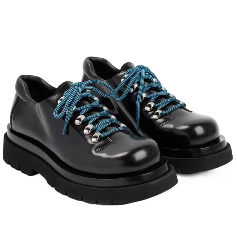 England Business Derby Shoes for Men's Dress Shoes Genuine Leather Groom's Thick Bottom Big Head Height Increasing Shoes Male