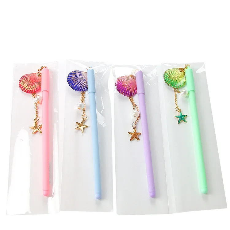 50PCS Creative pearl shell pendant pen cute student stationery starfish pendant Rollerball pen office public signature pen