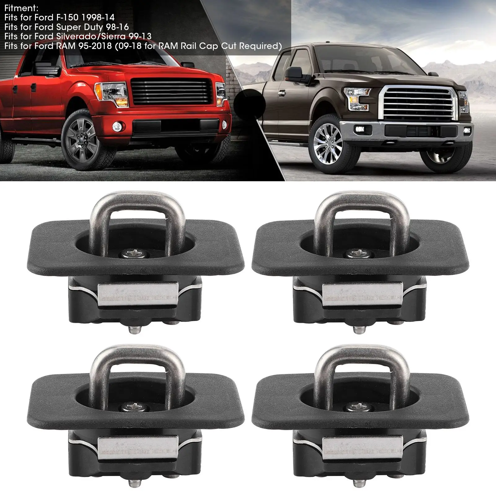 

Tie Down Hook Rings Stretchable Fits for 1998-14 1000lbs Load Capacity Tie Down Car Accessories