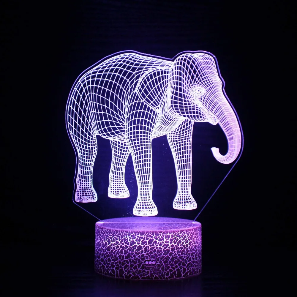 Nighdn Elephant 3D Lamp Illusion Night Light 7 Color Changing Table Desk for Nursery Decor Living Room Gift for Kids Birthday