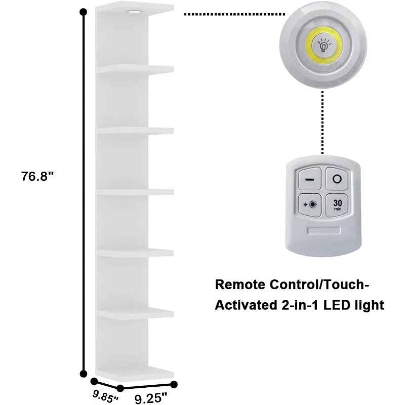 Versatile 7 Tier Wall Shelf Unit,White Lack Wall Shelf,Display Floating Shelf with LED Remote Control Light image 3