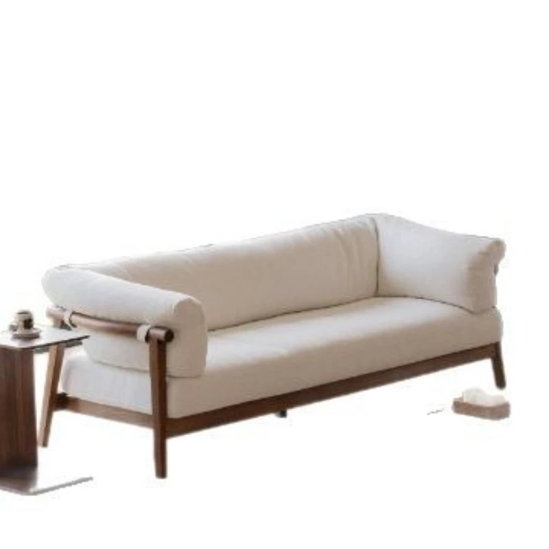 

North American black walnut all-solid wood sofa, Nordic simple living room home fabric sofa