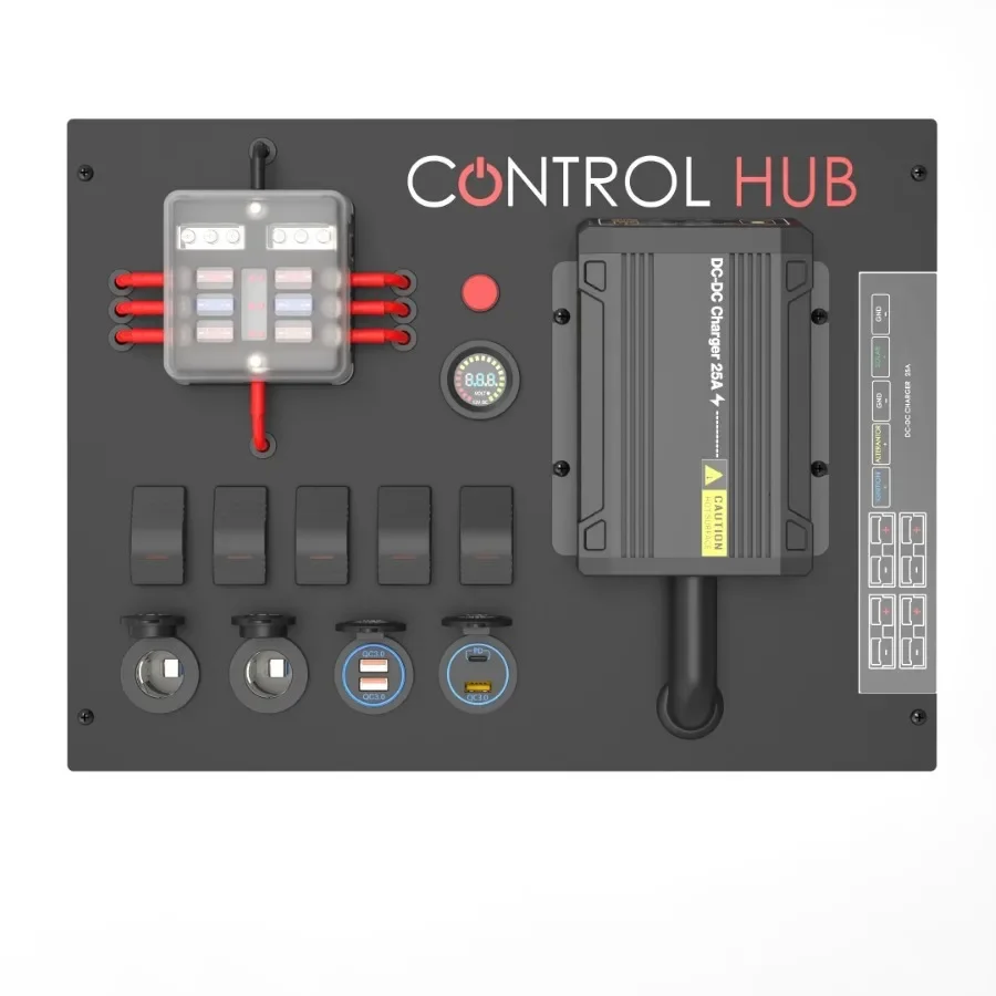 RV Yacht Multi-function Power Control Box with DCDC25A Power Control Box 12V DC Battery Control Box 2025