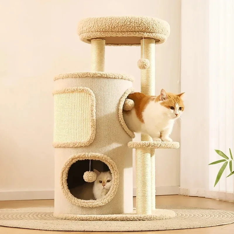 

Tower Cat Climbing Frame Furniture Cat Tree House Cat Shelf Scratching Post Pet Accessories Tree Hole Cattery Diving Platform