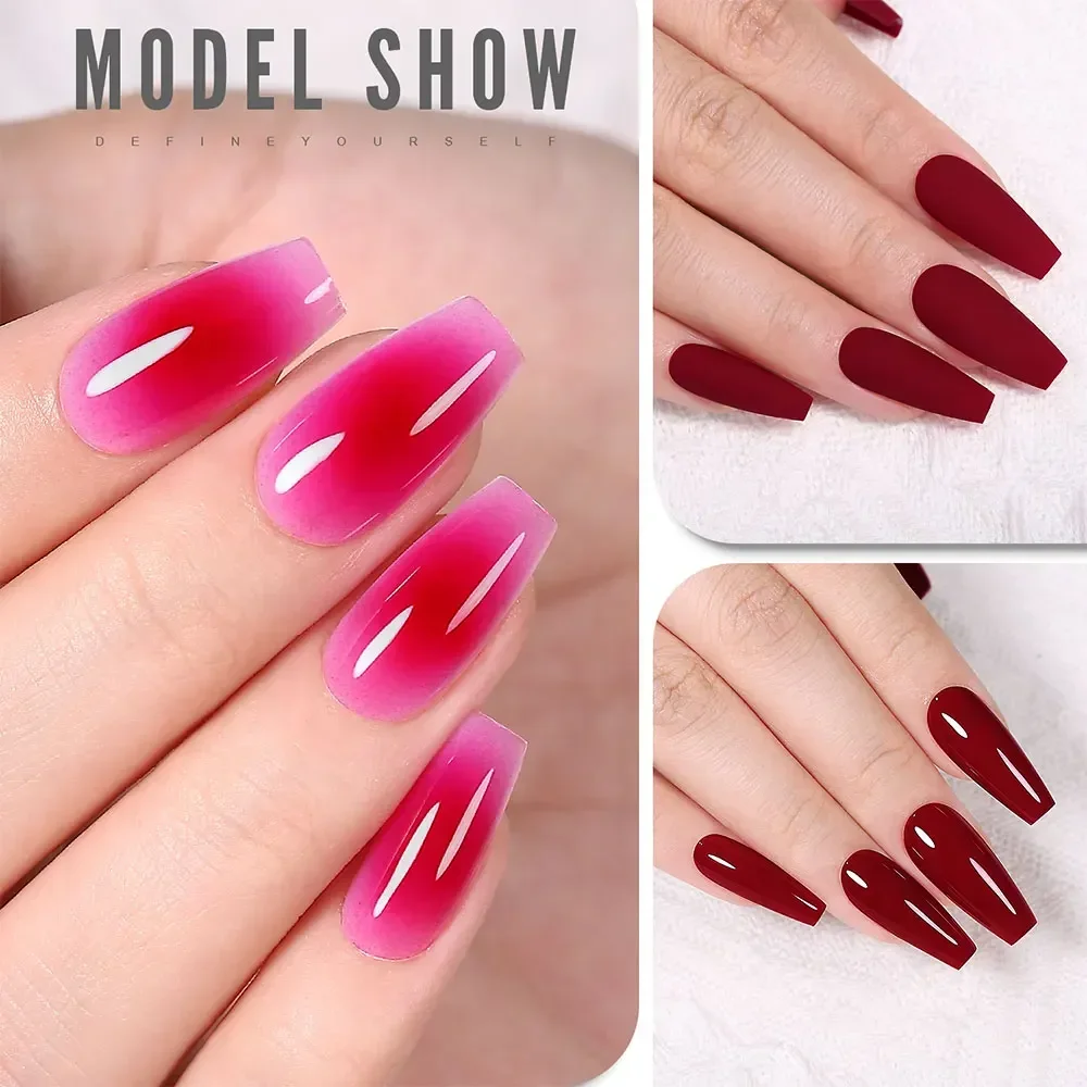 YOKEFELLOW 10ML Gel Nail Polish Sparkle Red Gel Polish Soak Off UV LED Gel Varnish 122 Colors Nail Art Manicure Gifts for Women