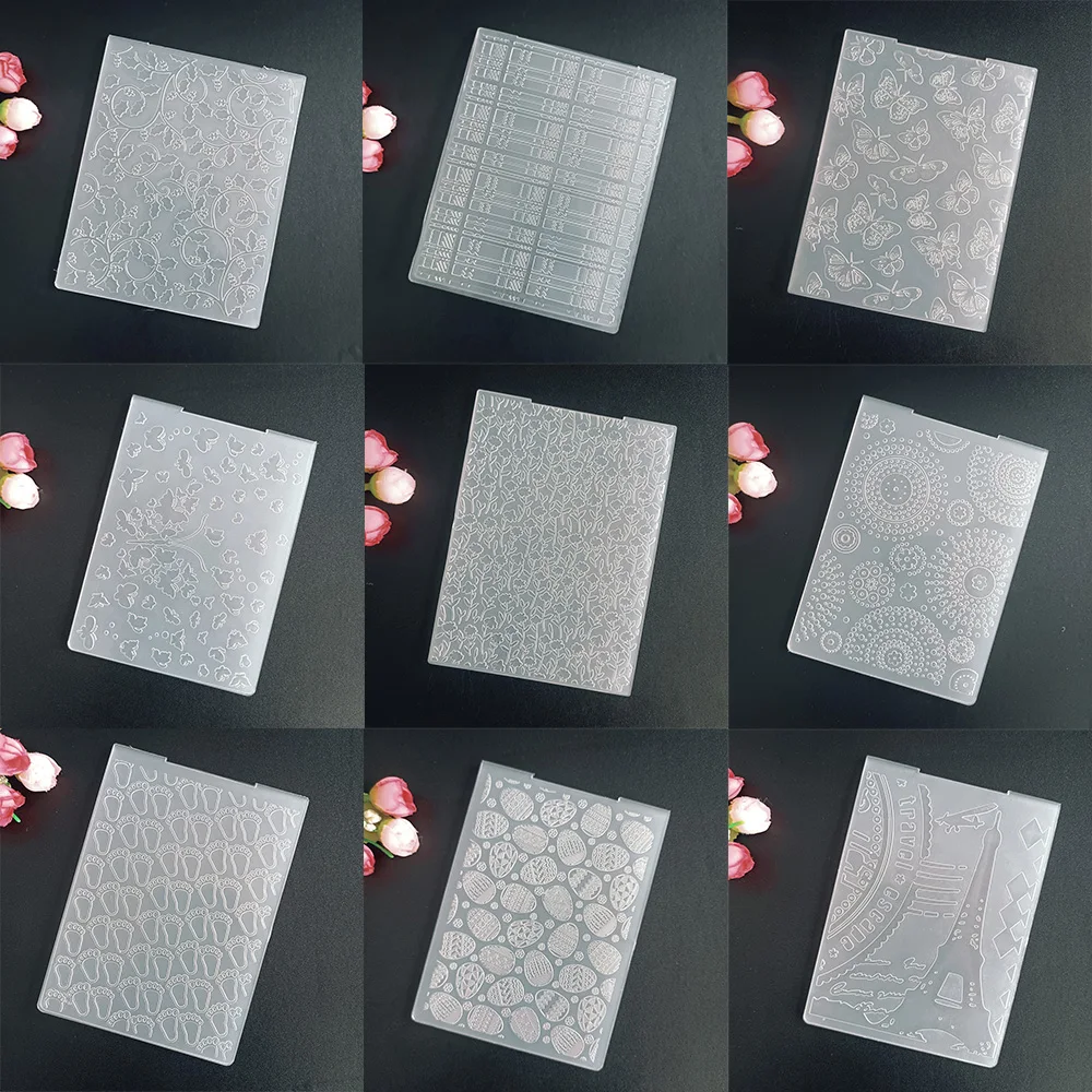 AZSG Wielkanocne drzewa motylkowe Folder do wytłaczania Przezroczyste plastikowe płytki do dekoracji kart papierowych DIY Wytłaczanie Cięcie