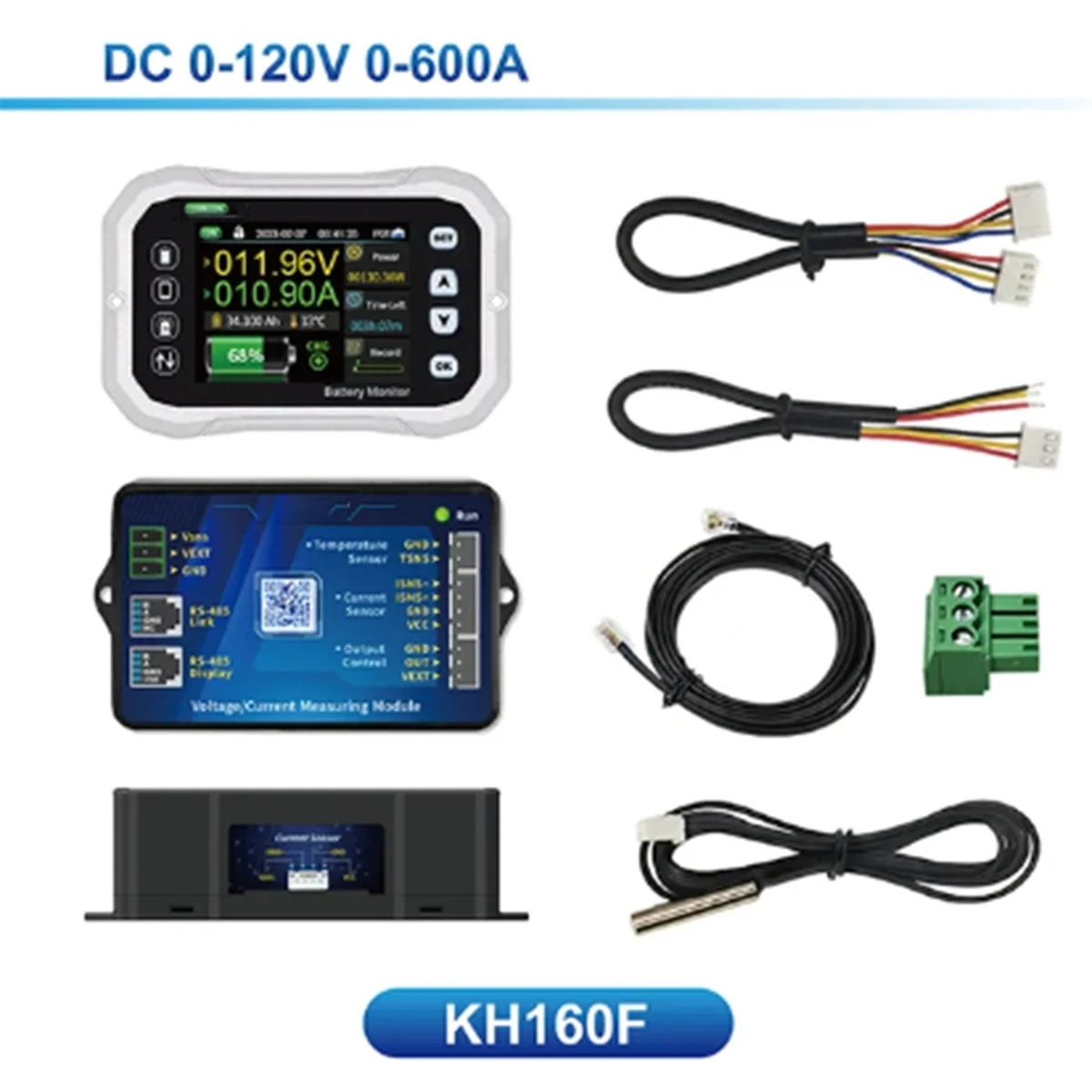 Monitor de bateria bluetooth kh110f, 0-120v 100a, testador de corrente de tensão, indicador de capacidade, bateria rv, medidor va coulomb