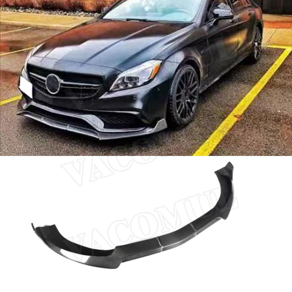 VACOMUL Carbon Fiber Front Lip Spoiler  for Mercedes-Benz W218 CLS63 AMG Sedan 4-Door 2015 - 2017 B Style Car Head Bumper Chin 