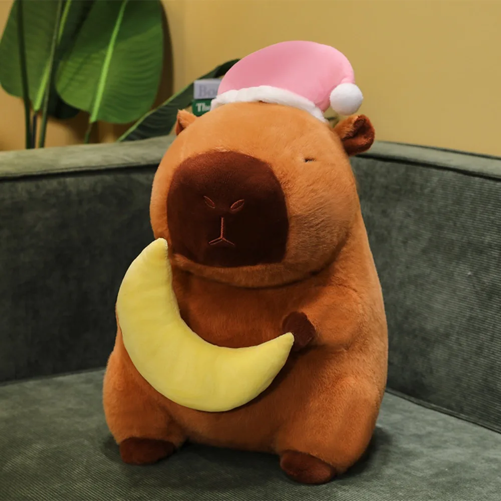 

Accompany Toy Sleep Hat Goodnight Capybara Doll Star Moon Capybara Plush Toy Cartoon Fluffy Capybara Fluffty Doll Children Gift