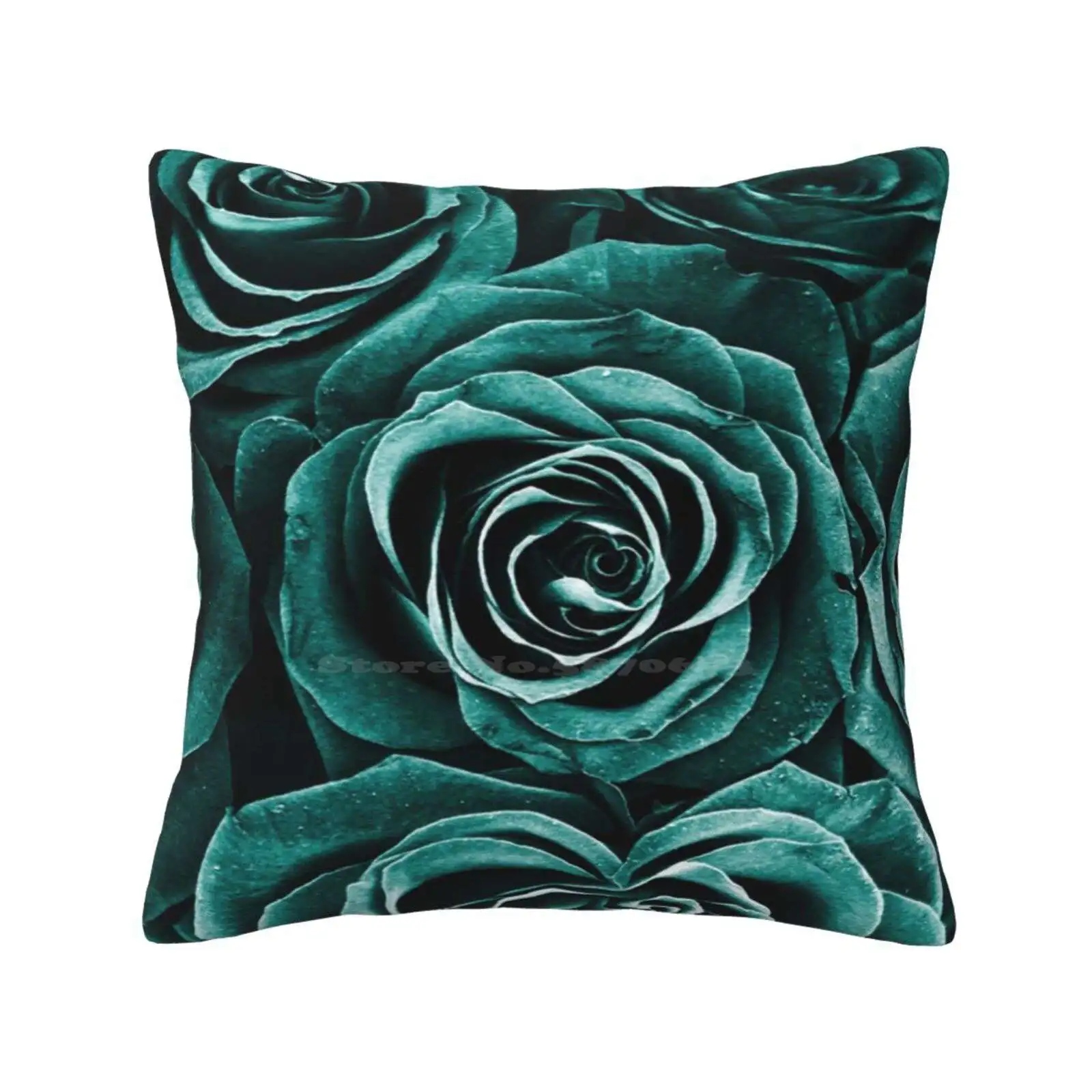 Rose Bouquet In Turquoise Pillowslip Pillowcase Blue Garden Abstract Modern Bouquet Country Contemporary Love Turquoise Green