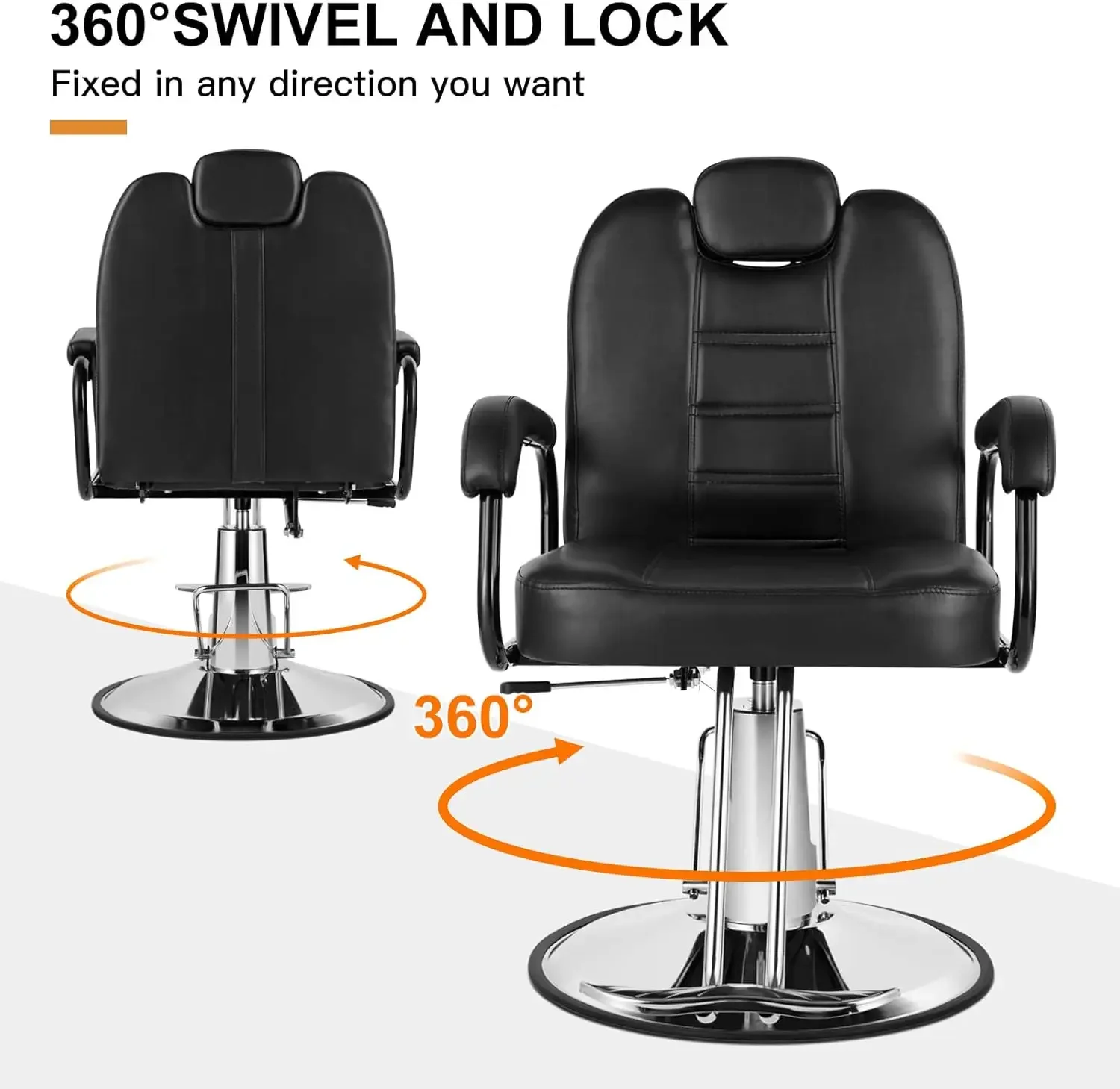 Silla de salón reclinable hidráulica de alta resistencia, muebles de spa, champú reclinable, asiento extra más ancho, equipo de peluquería de belleza (negro)