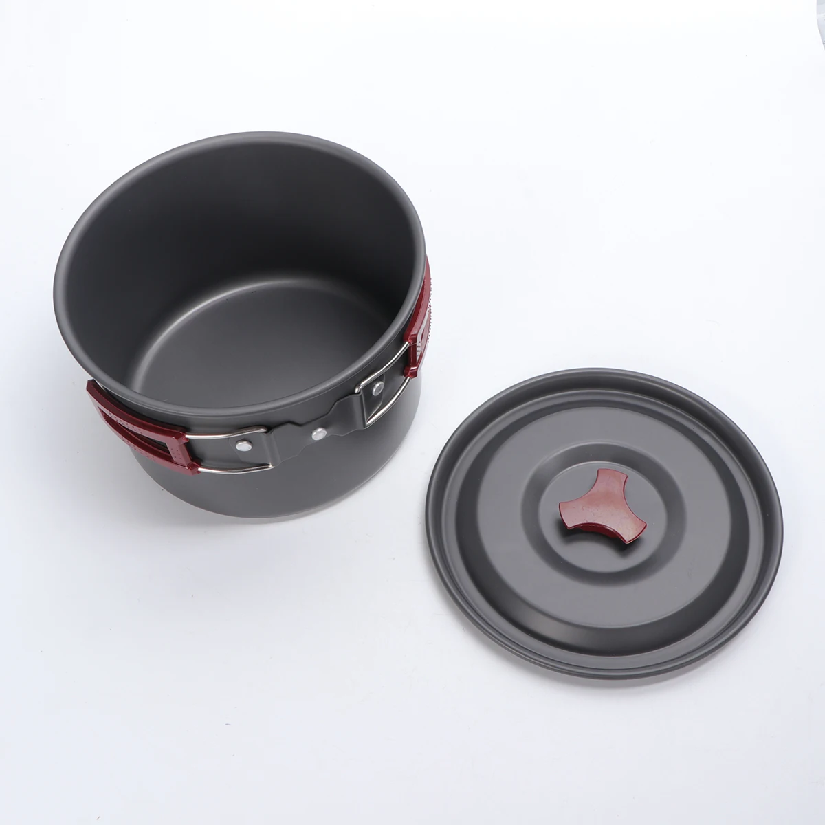 

1pcs Single Person Aluminum Alloy Cooking Pot Outdoor Lightweight Foldable Handle High Temperature Resistant Non Toxic Camp