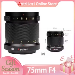 AstrHori 75mm F4 Medium Format Manual Focus Excellent in-focus High Resolution Lens for Fujifilm  GFX100/GFX100S/GFX50S/GFX5OR