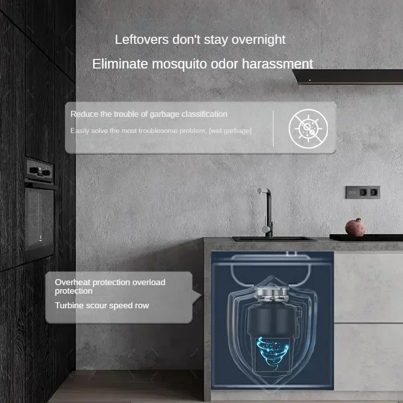 ห้องครัวอาหารการกําจัดขยะน้ําอัตโนมัติขยะสวิทช์อากาศทิ้งเครื่องใช้ในครัว poubelle de cuisine
