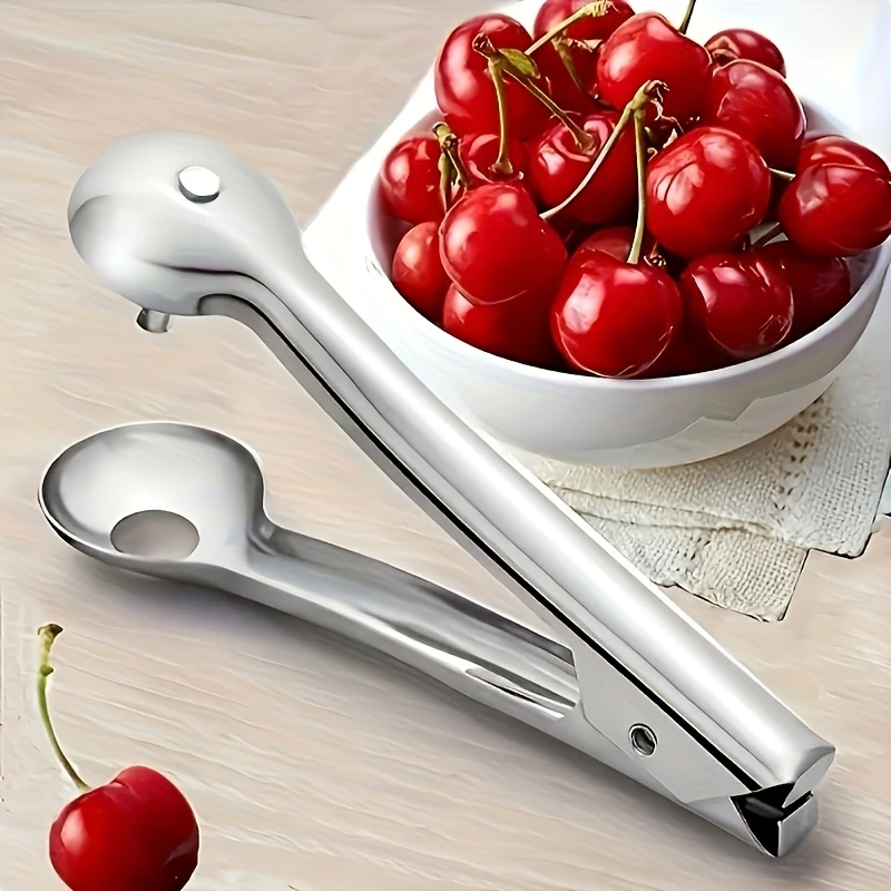 Stainless Steel Cherry Pitter Red Date Pit Remover Fruit Stoner Kitchen Gadget for Apricots Plums Ergonomic Handle