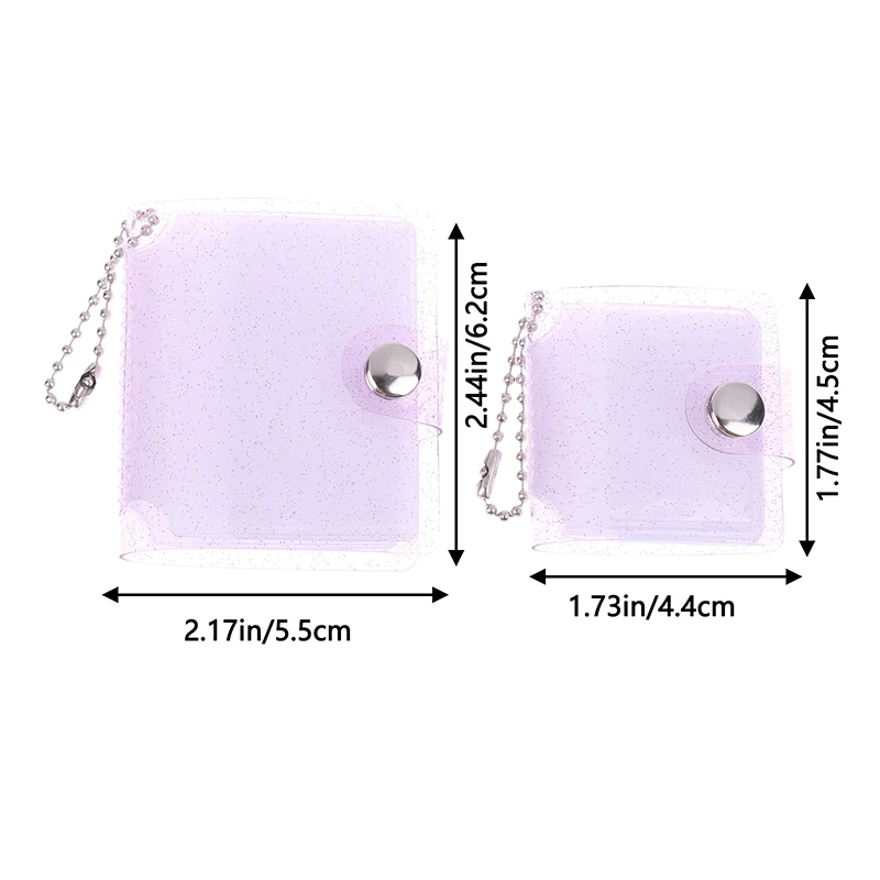 Student Photocard Holder With Keychain 1Inch 2Inch Transparent Mini Photo Album DIY Idol Small Card Collection Book Bag Keyring