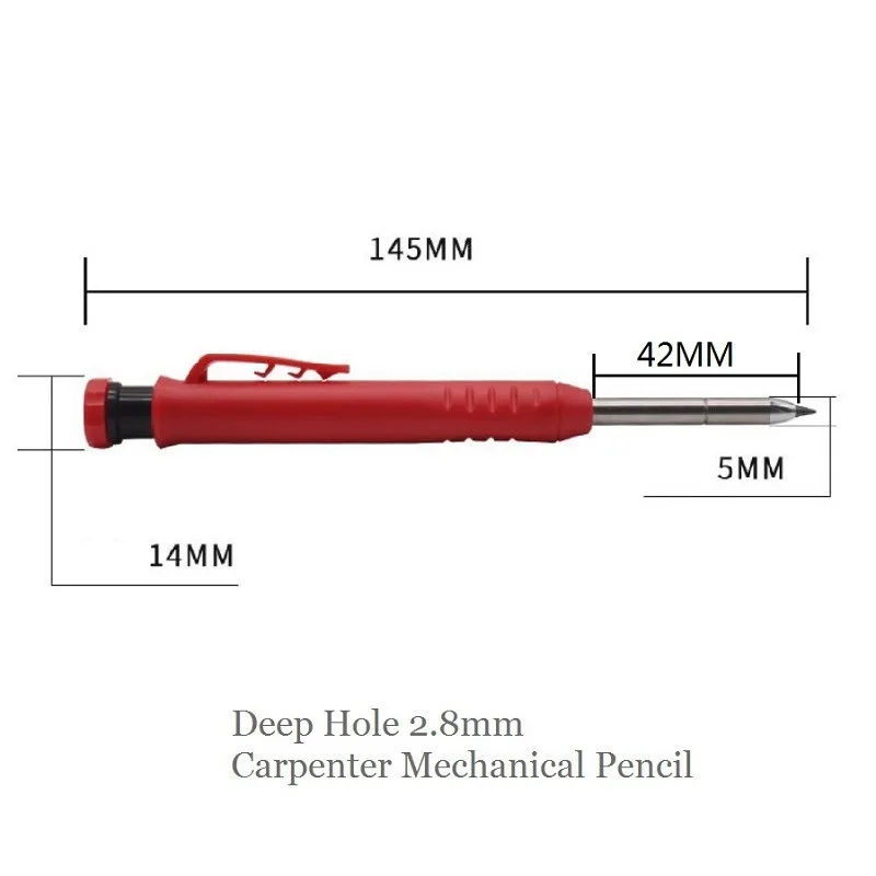 Imagem -02 - Lápis de Carpinteiro Sólido com Chumbo de Recarga Afiador Embutido Lápis Mecânico Scribing Marcação Ferramenta para Carpintaria Buraco Profundo