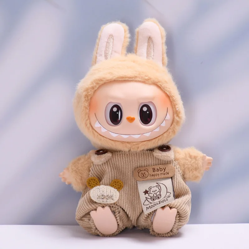 17 سنتيمتر Labubu ملابس دمى الجلوس وزرة الحفلات قبعة صغيرة V1 V2 دمية الملابس والاكسسوارات DIY بها بنفسك لعب الأطفال هدية عيد ميلاد