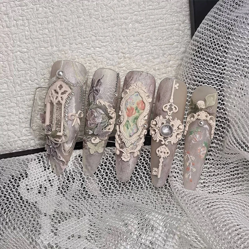 Mini marco de fotos con forma de molde de silicona para uñas, estampado de uñas, diseño de salón de uñas DIY, herramienta artística de manicura estereoscópica