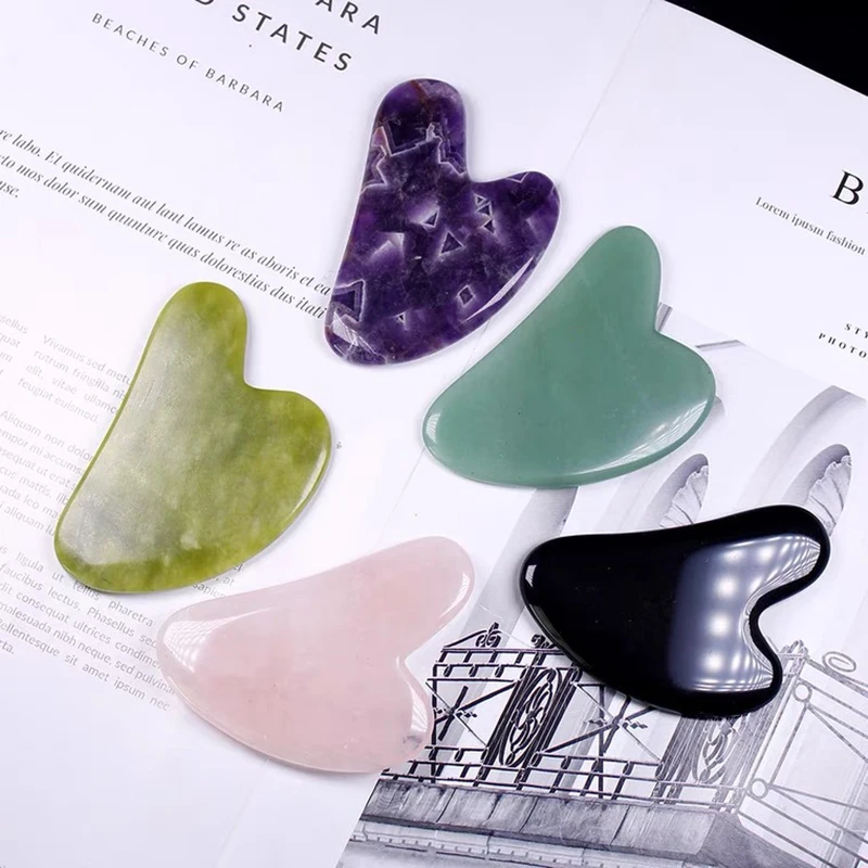 1PC New Stone Gua Sha Massage Board For Face Rose Quartz Guasha Plate Jade Face Massager Scrapers Tools For Face Neck Back Body