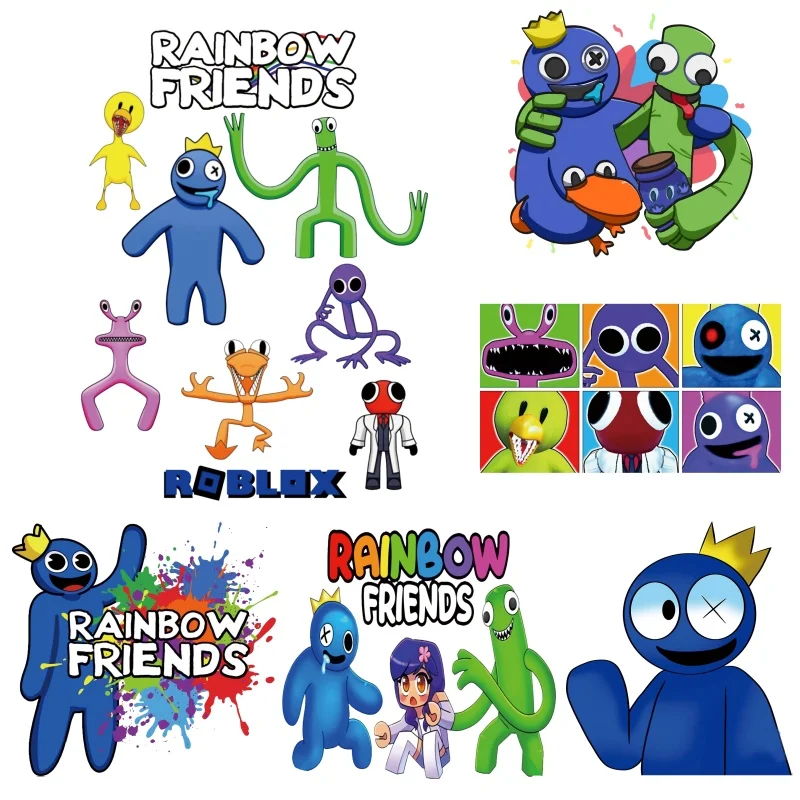 

Cartoon Rainbow Friends Patches for Clothes Vynil Heat Transfer Thermal Stickers DIY T shirt Decal Iron on for Women Appliqued