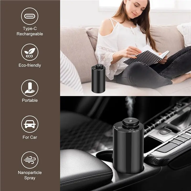 B89B-5X Waterless Diffuser For Essential Oil Nebulizer With 3 Mist Modes, 4 Timers, 7-Color LED - Aromatherapy Diffuser