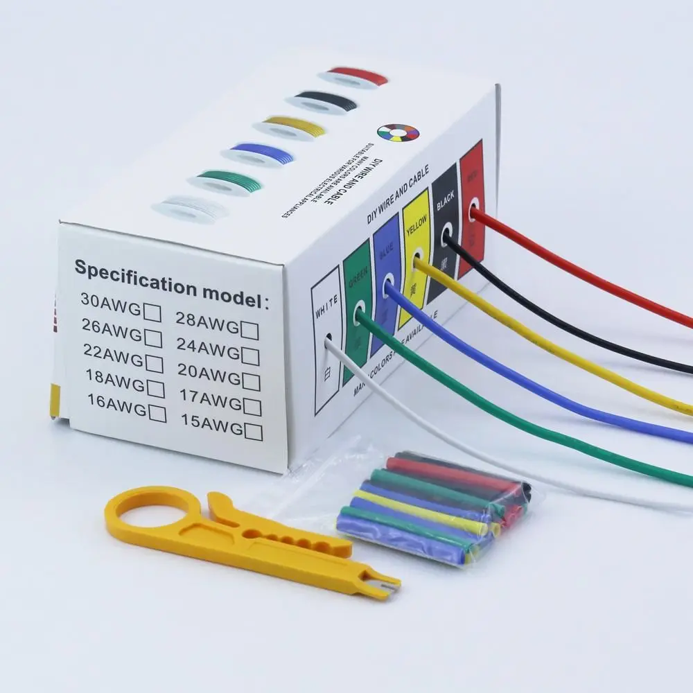 6 Colors AWG Electric Wire Solid Cable Widely Utilized Silicone Stranded Electric Wires Electrical DIY Universal
