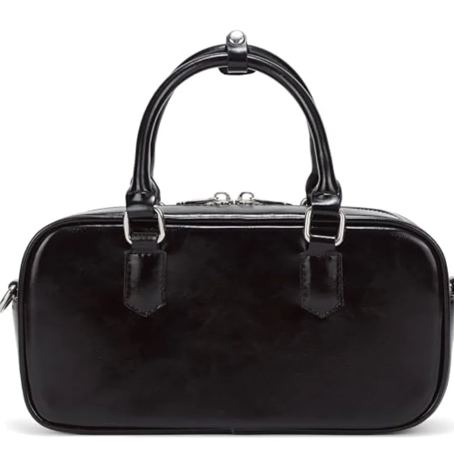 Vintage Top Handle Satchel for Women Vegan Leather Shoulder Bag with Adjustable Strap Trendy Crossbody Handbag