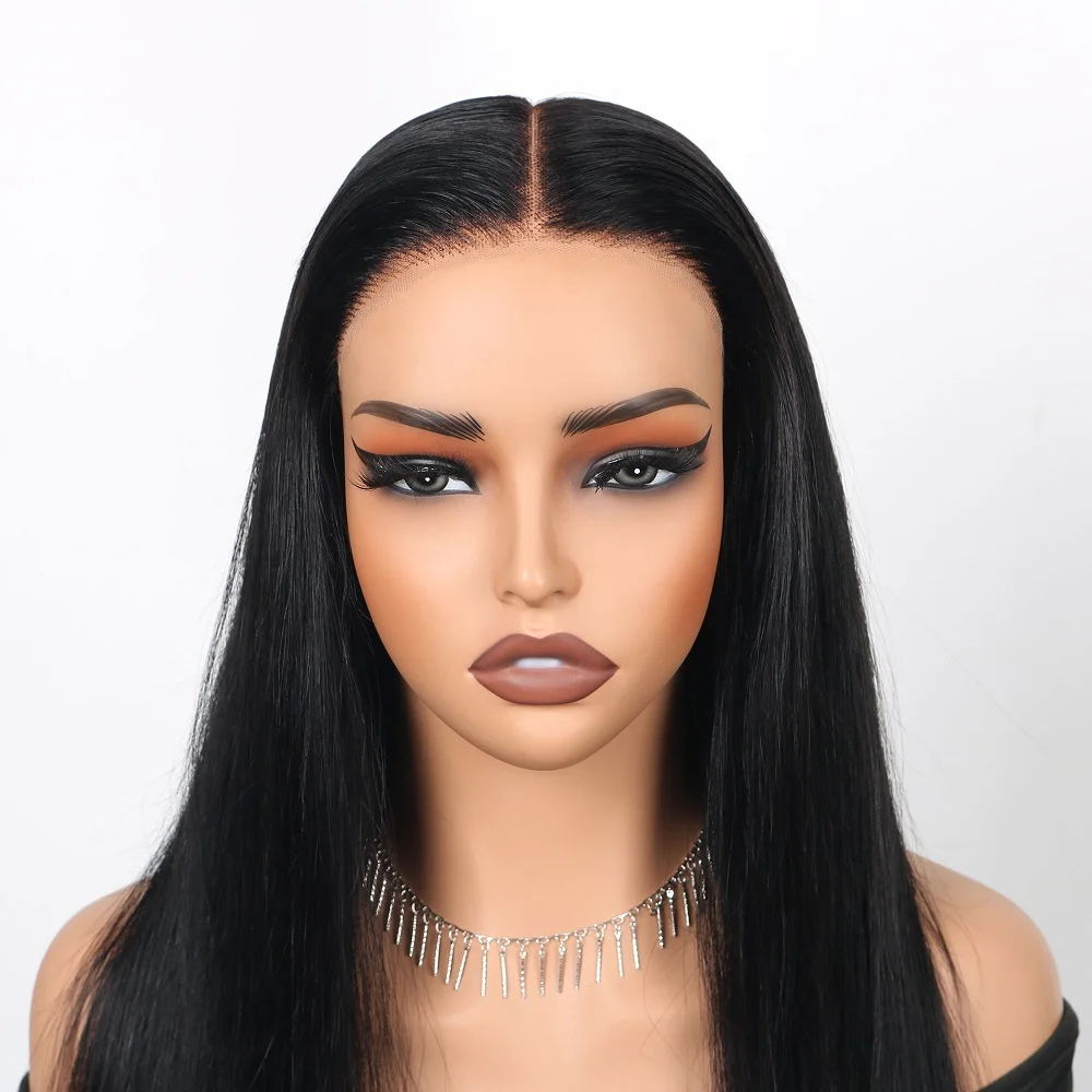 Parrucche anteriori in pizzo dritto 7x5 pre-tagliate Parrucche per capelli umani Densità 200% Indossare e Go Parrucche senza colla Capelli umani