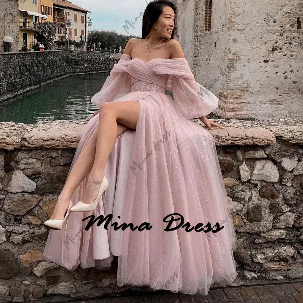 

Mina Customized Puff Sleeves Evening Dresses for Formal Occasions High Slit Elegant Party Dresses for Women 2024 Prom Dress Es