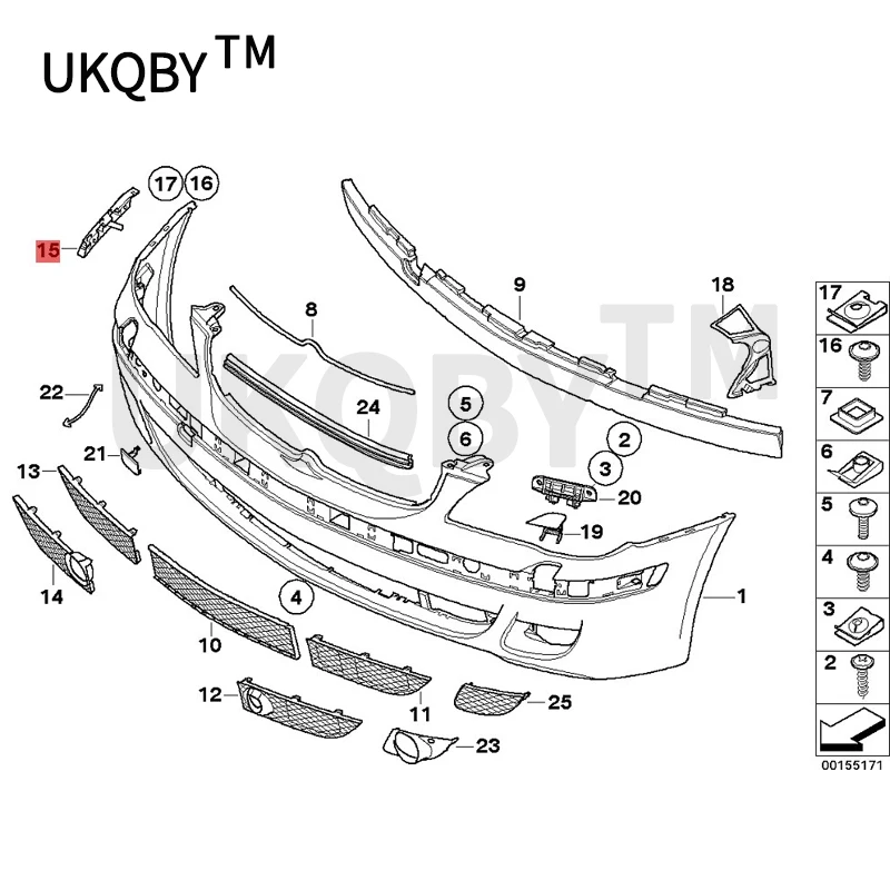 51117135575/576 Front bumper holder 7 Series E66 728 740 750 760b mw2004-2008 Front bumper bracket Positioning member Bracket