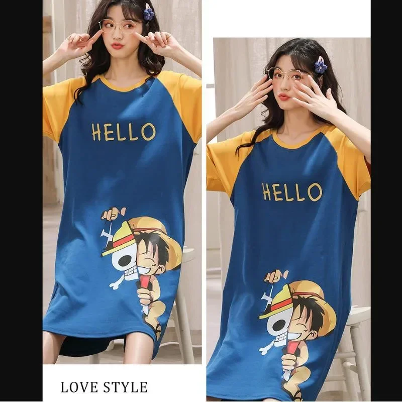 Conjunto de pijamas a juego de pareja de Anime, ropa de dormir de manga corta con estampado de calavera, pijama para amantes de la familia, ropa de dormir acogedora para el hogar, ropa de casa M17