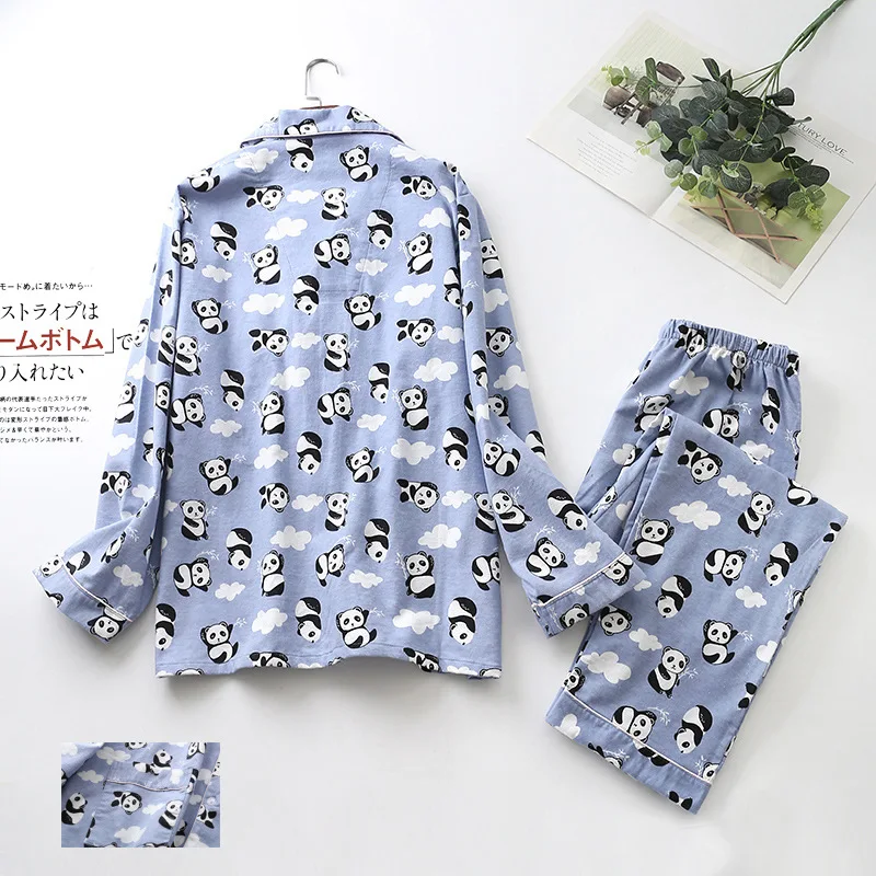 Spring Autumn Men Casual Cartoon Pajama Sets Male 100% Cotton Sleepwear Suit Men Long Sleeve Two-Piece Sets Home Clothes