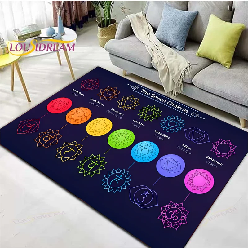 Yoga Enthusiast Chakras UnSlip Area Rug for Living Room,Bedroom,Playroom,Kitchen,Door,Prayer Floor Mat Decor Carpet Gift Alfombr