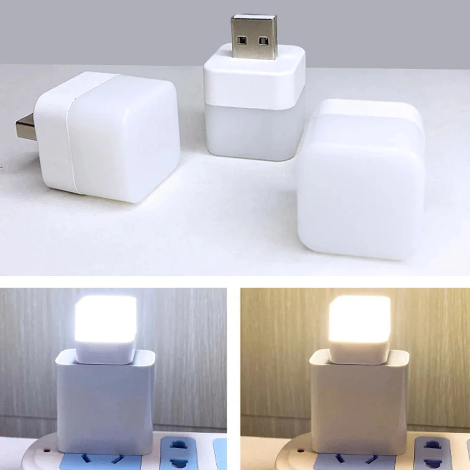 Adjustable, Portable and Eye-Caring Mini USB Night Light with Anti-Glare Feature - Small Square USB Plug Lamp, Perfect for Readi