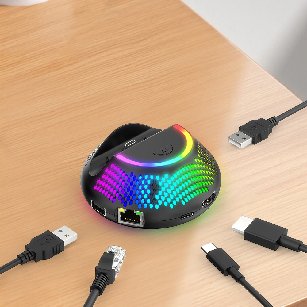 แท่นชาร์จทีวีแท่นชาร์จ W/เอาต์พุตที่รองรับ HDMI 4K/พอร์ต Type C/พอร์ต USB แท่นวางทีวีแบบพกพาสําหรับสวิทช์ 2