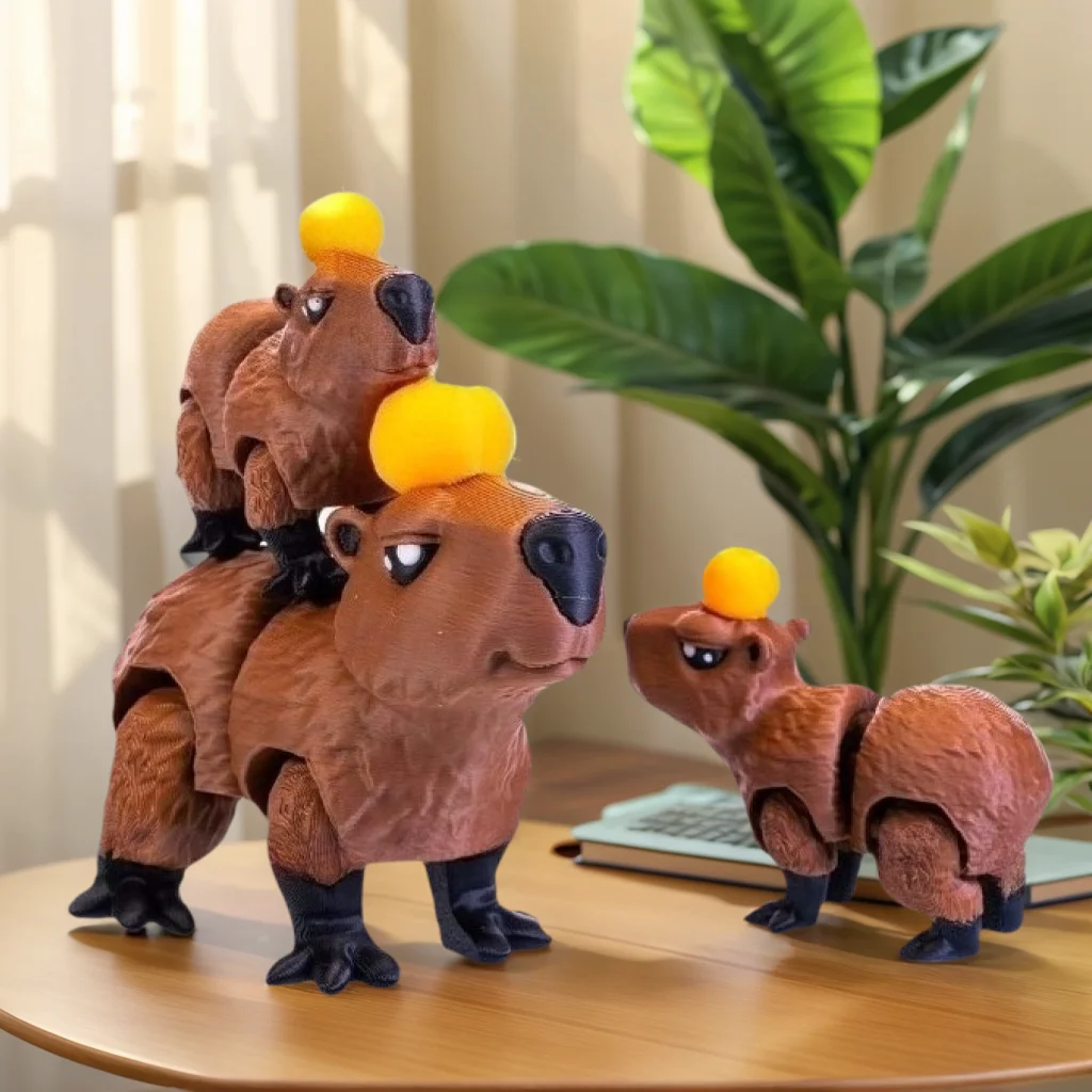 3D-gedruckte Capybara-Actionfiguren, bewegliche Capibala-Figuren, kreative Tierornamente, Heimdekorationen, Weihnachtsgeschenk